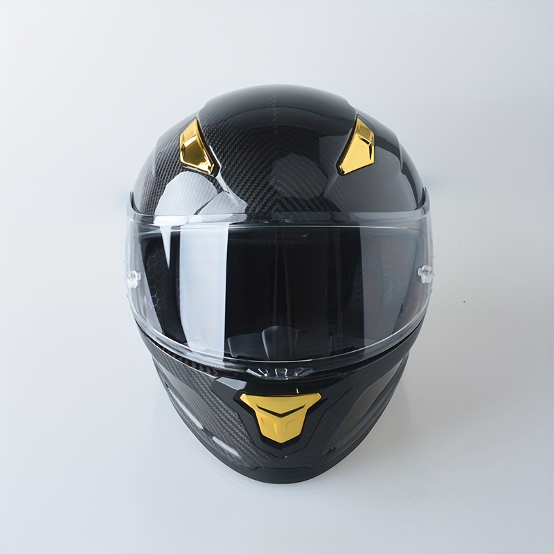 Motorcycle Helmet 3k Carbon Fiber Glossy Transparent Lens Gold
