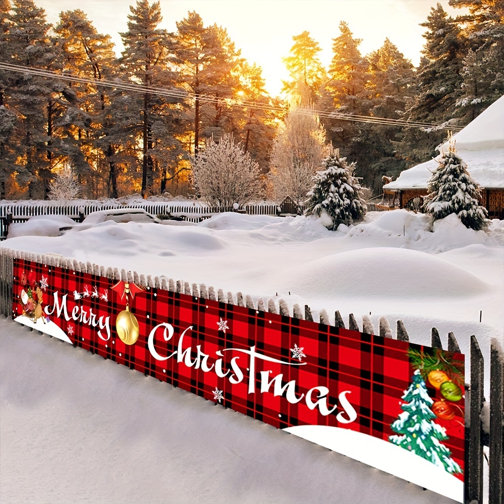 Christmas Red & Check Decoration Banners, Merry Christmas Home Decor