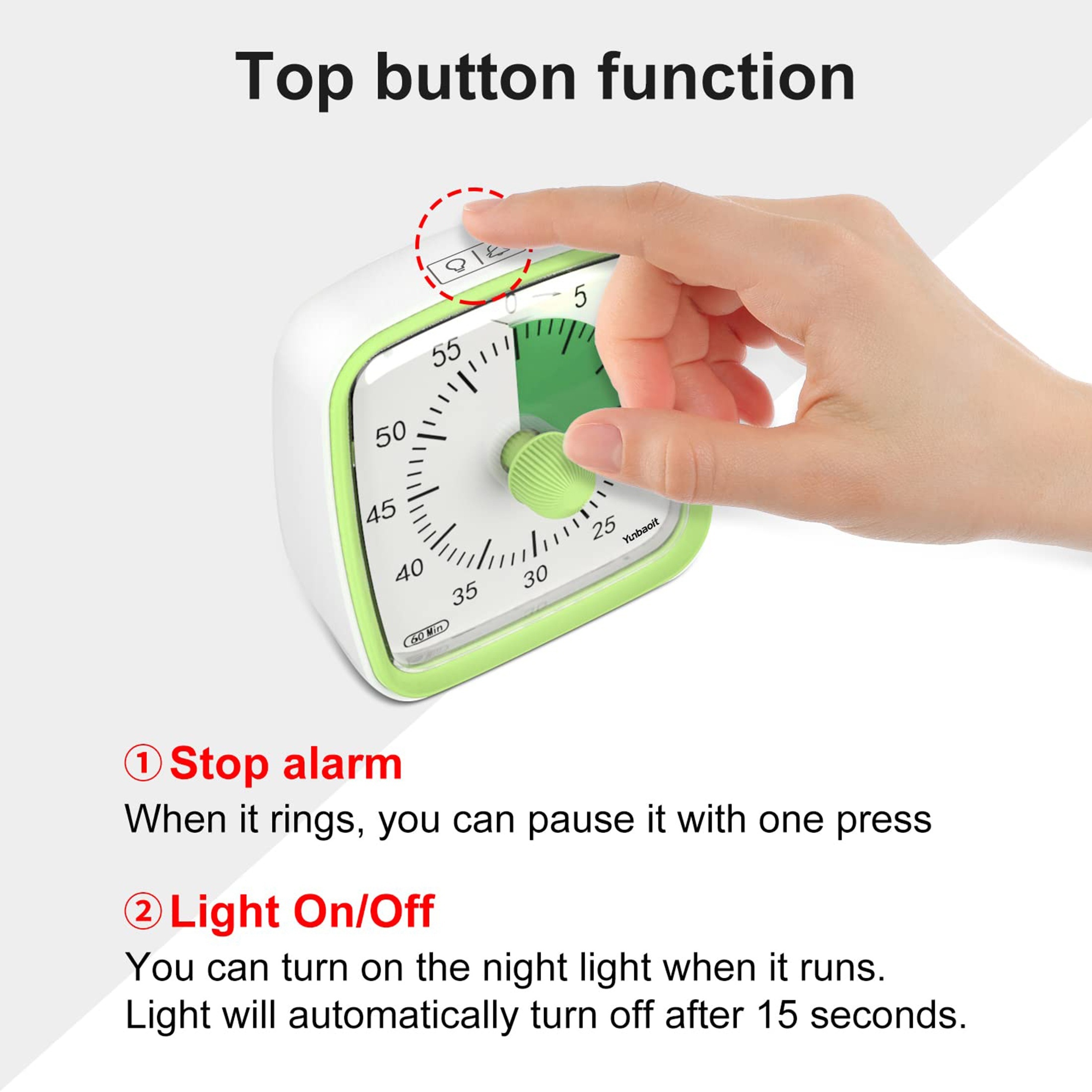 1 Pezzo Timer Visivo Silenzioso Con Luce Notturna - Timer Di Countdown Di  60 Minuti - Strumento Di Gestione Del Tempo Per Casa, Scuola E Lavoro