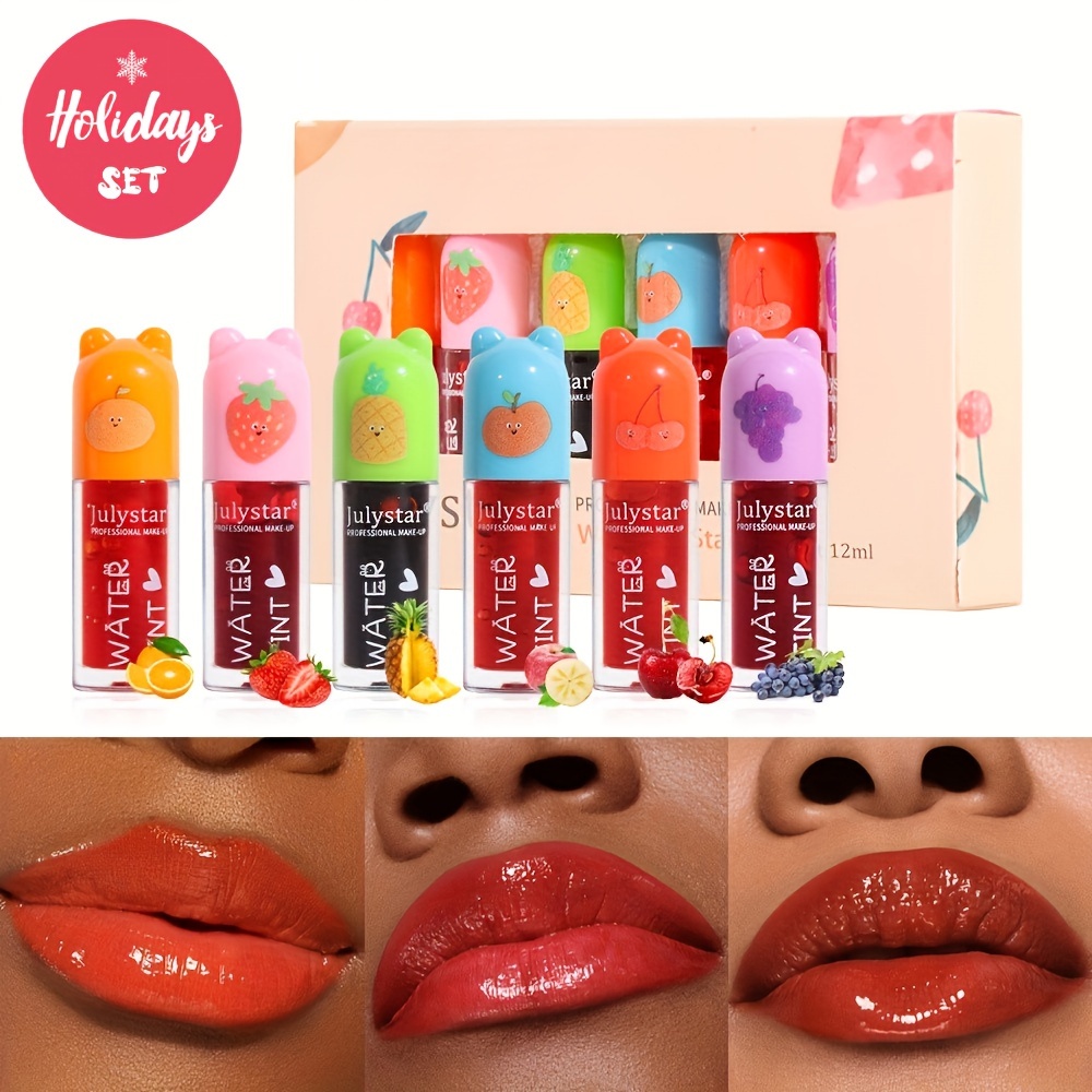 Kawaii Kisses Glitter Lip Kit Glitter Lips Shiny Glitter Lip Kit Waterproof  (Rose red)