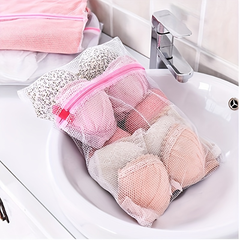 1pc Underwear Bra Laundry Bag, Pink Mesh Bag, Washing Machine