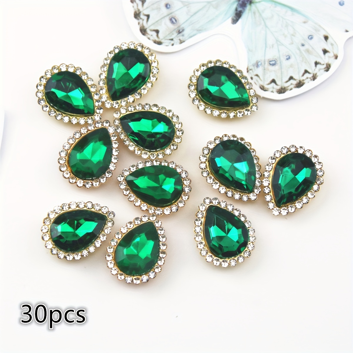 30pcs Water Drop Ring Drill Decorative Hand Sewing Drill Clothing Jewelry Hair Accessories