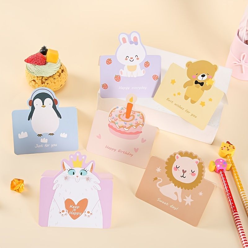 6pcs Cartoon Birthday Greeting Card Mother's Day Valentine's Day Hand  Accompanying Gift Event Holiday Gift Card | Today's Best Daily Deals | Temu  Canada