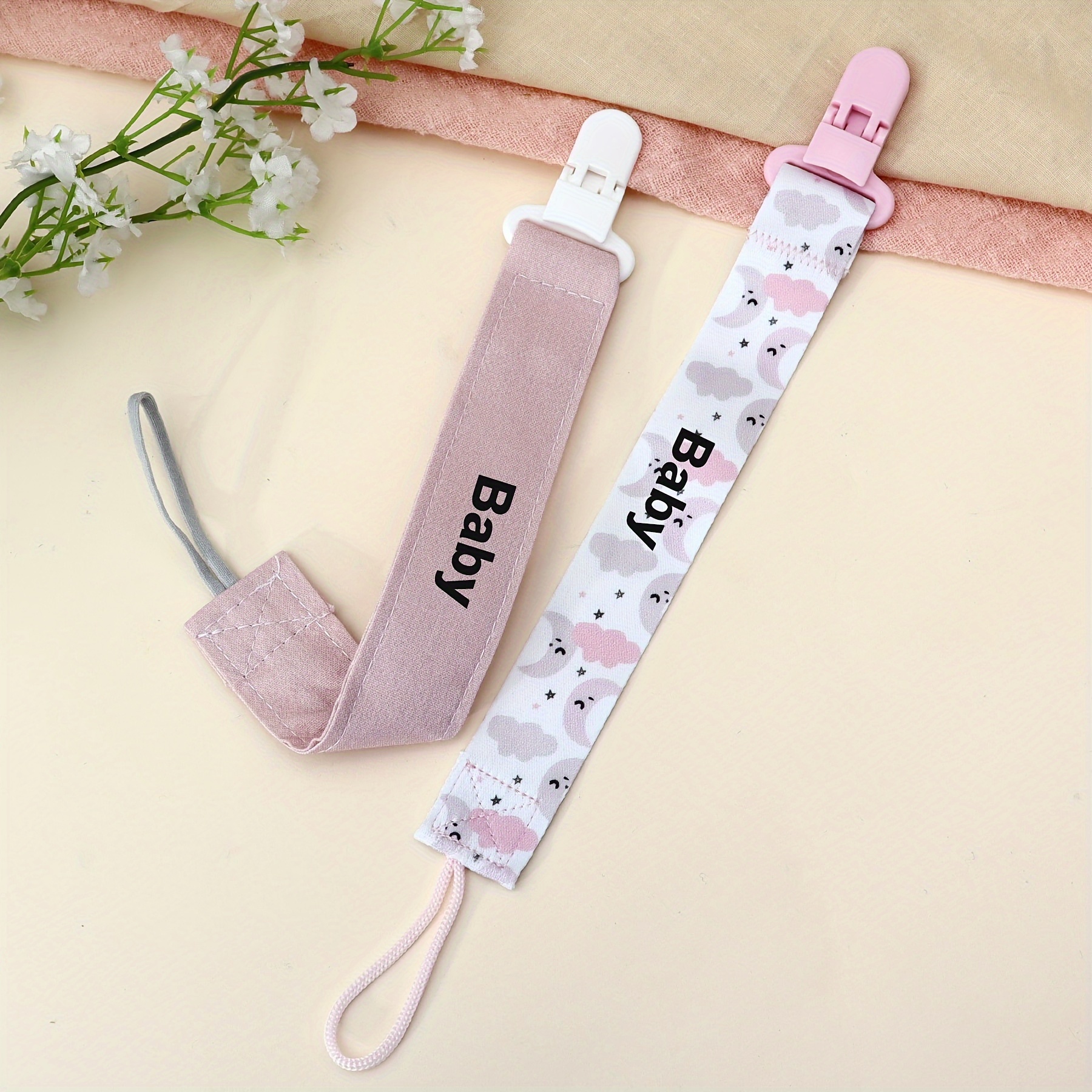 

2pcs, Customized Pacifier Clips With Name, Personalized Pacifier Chain, Kawaii Pacifier Holders, Great Christmas Halloween Thanksgiving Day Gift, New Year's Gift, Valentine's Day Gift