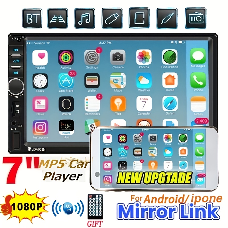 Touch Screen 2din Car Multimedia Player Audio Stereo Support Bt Mirror Link  - Temu Philippines