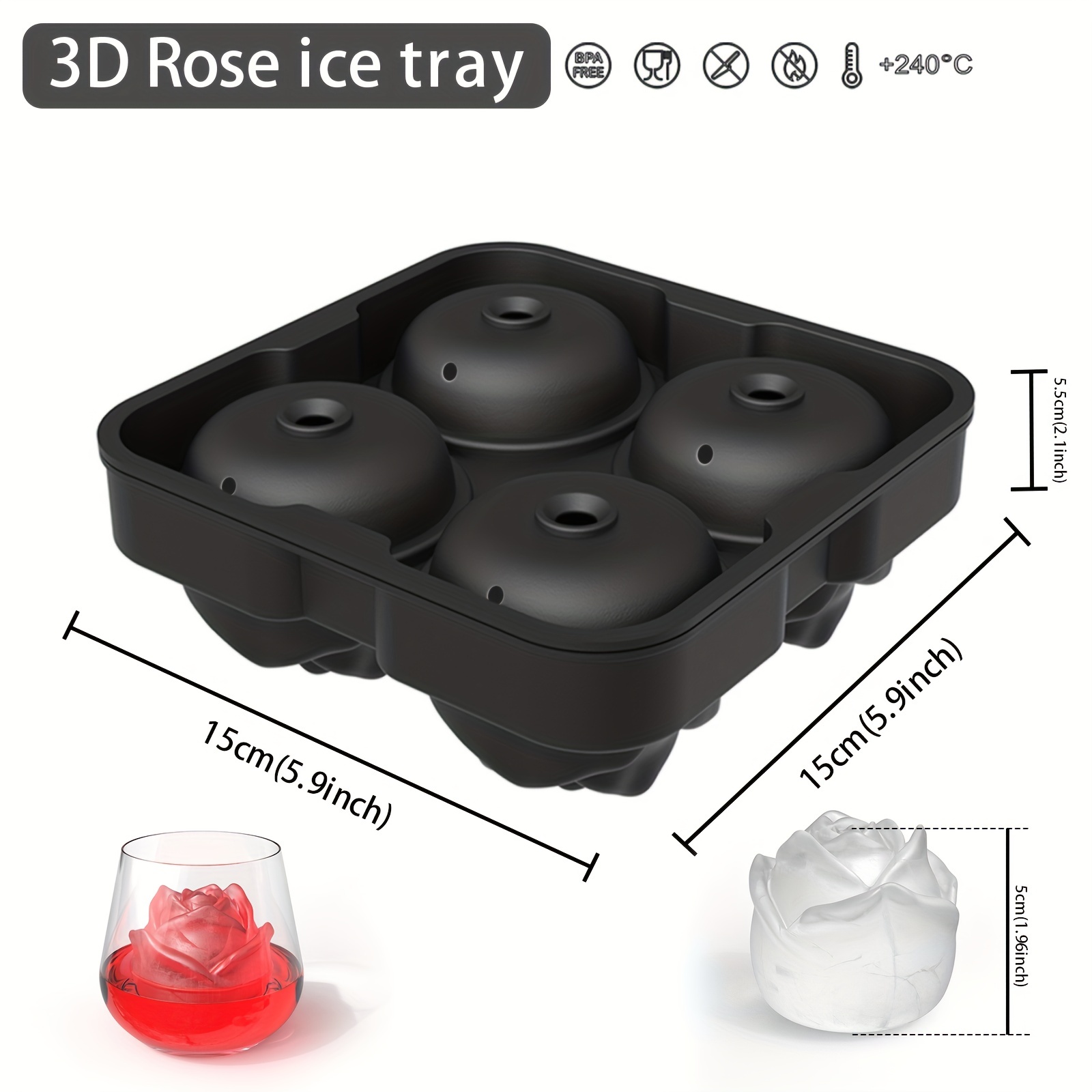 Ice Cube Mold Silicone Square Shape 5cm Large Size Ice Cube Tray