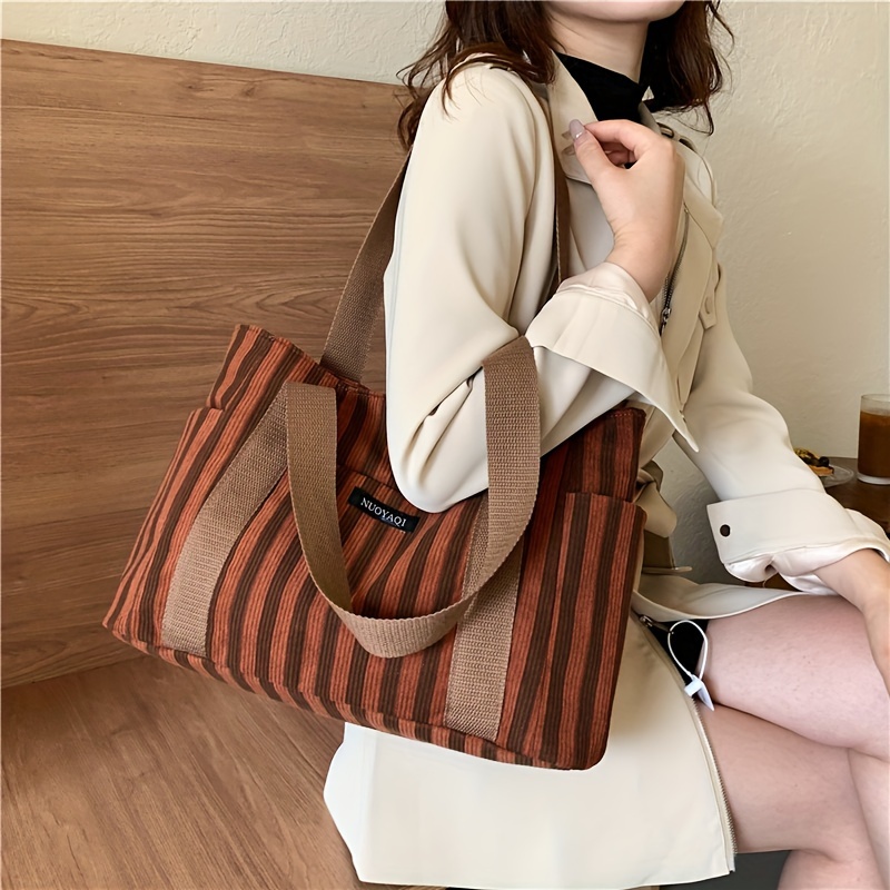 Lightweight Simple Stripe Shoulder Tote Bag – StationeryMore