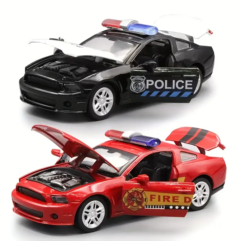 Alloy Police Car Model Double Door Can Open Children's Toy Car Ornament  Pull Back Car Model Boy Toy Car