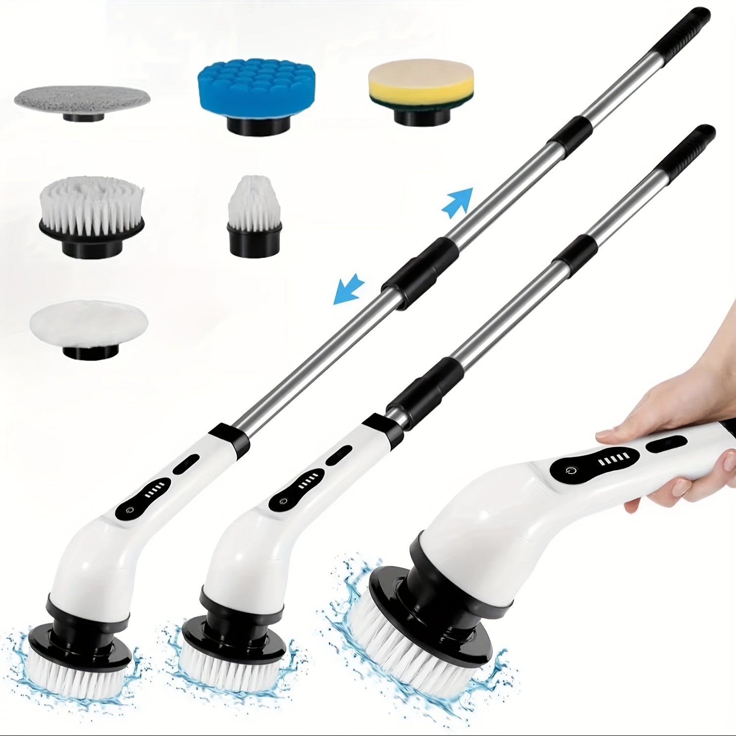 10pack IAGREEA Electric Spin Scrubber, Power Shower Scrubber With  Replaceable Brush Headand Adjustable Extension Handle, 360 Cordless  Cleaning Brush F