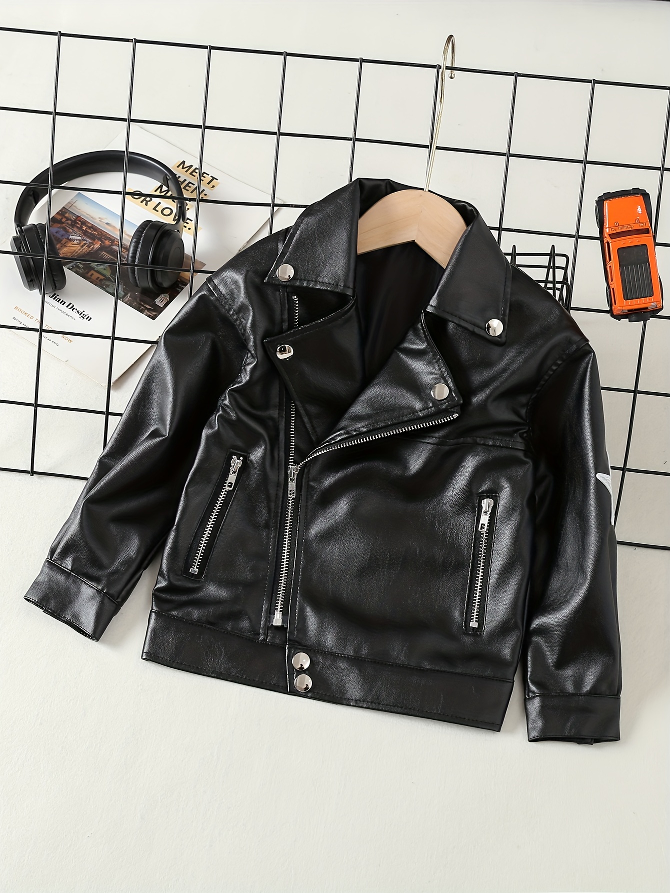 Trendy Casual Fuax Leather Zip Up Bomber Jacket With Zipper Pockets, Men's  Pu Jacket For Spring Fall Outdoor - Temu Japan