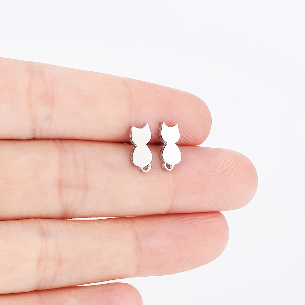 3 Pairs Stainless Steel Cat Earrings Set