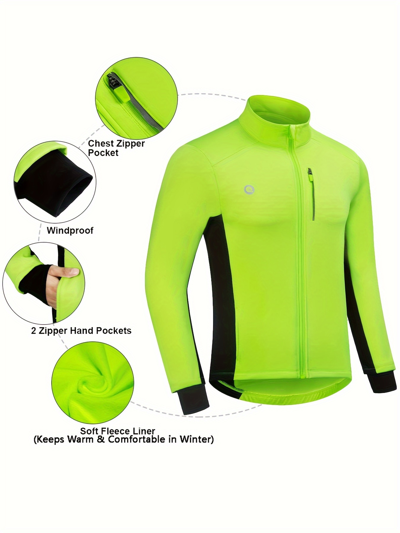 Men's Winter Cycling Jacket Rear Pocket Thermal Soft Fleece - Temu