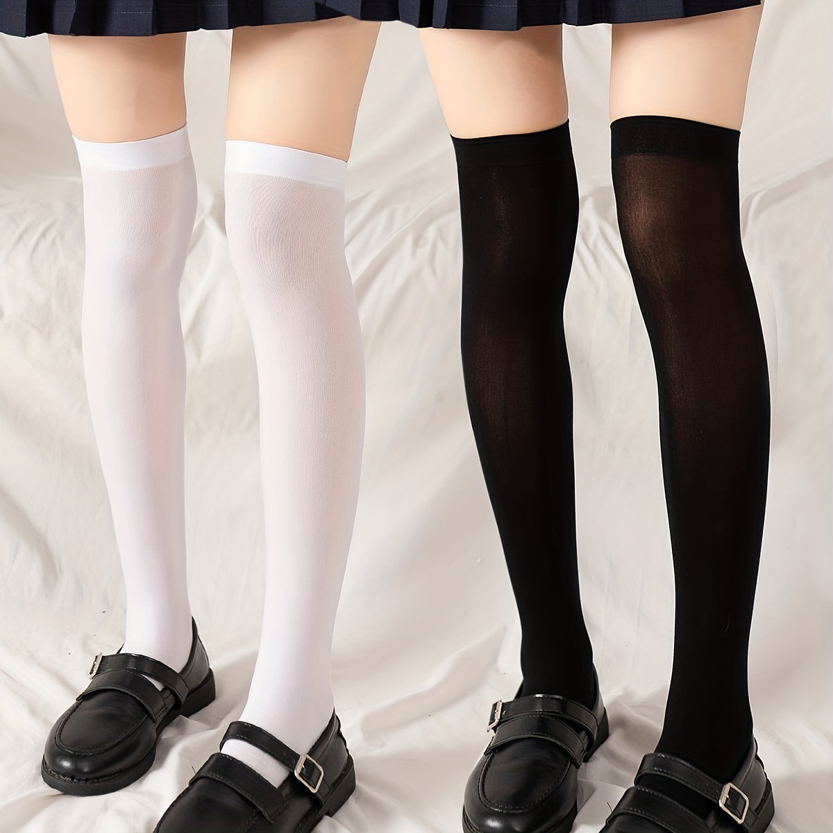 Black Lace Trim Thigh High Socks Breathable Sheer Knee Socks - Temu
