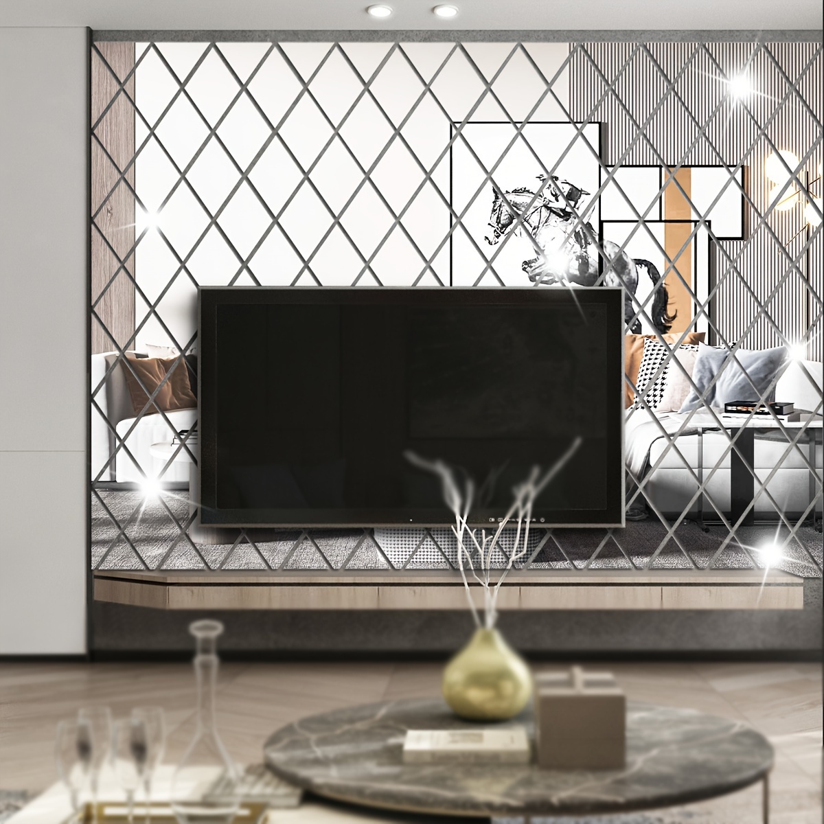 Adesivi murali a specchio 3D forma geometrica specchi da parete decorativi  adesivo fai da te TV sfondo adesivi murali decorazione della casa