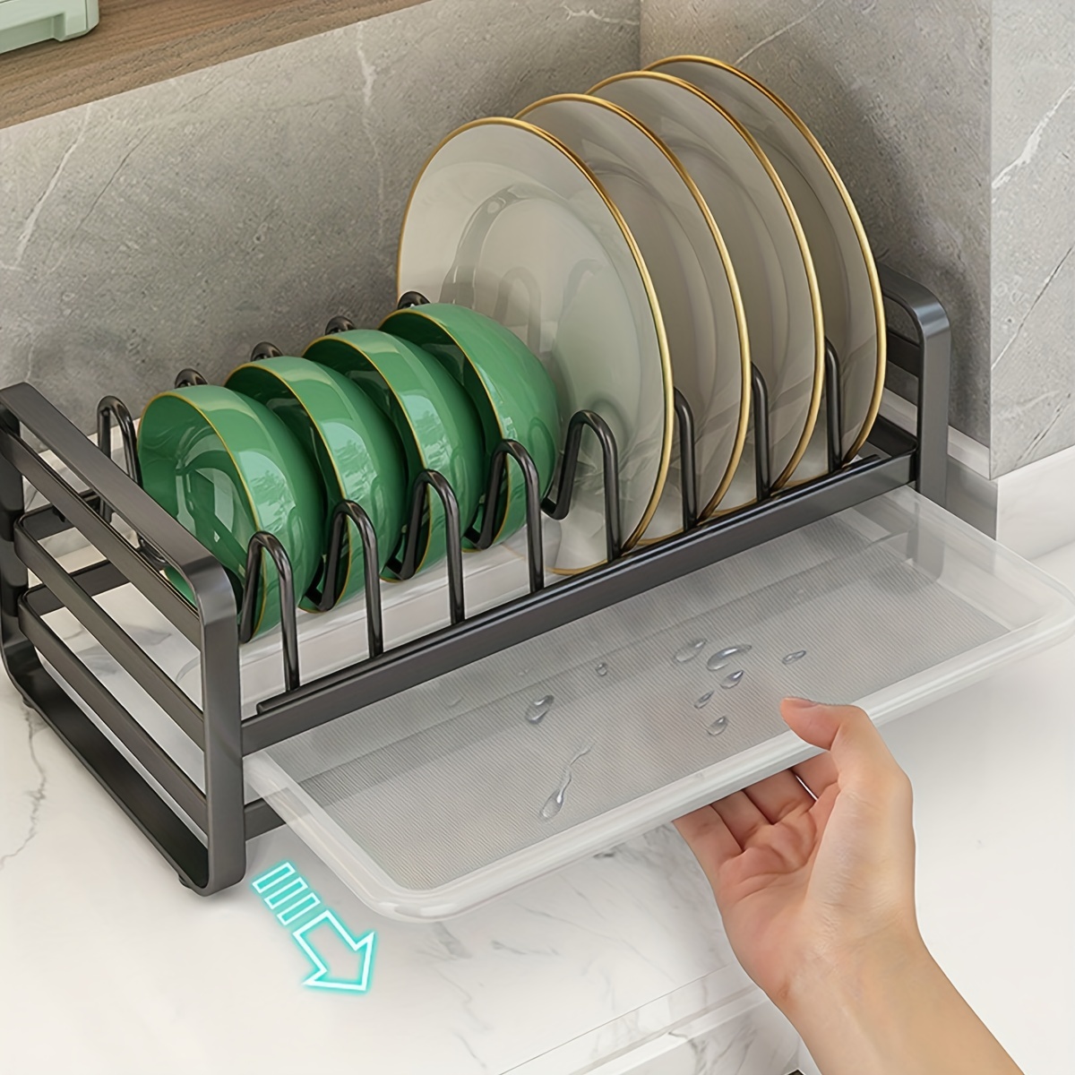 Dish Drainer With Removable Utensil Holder Dish Rack Plates - Temu