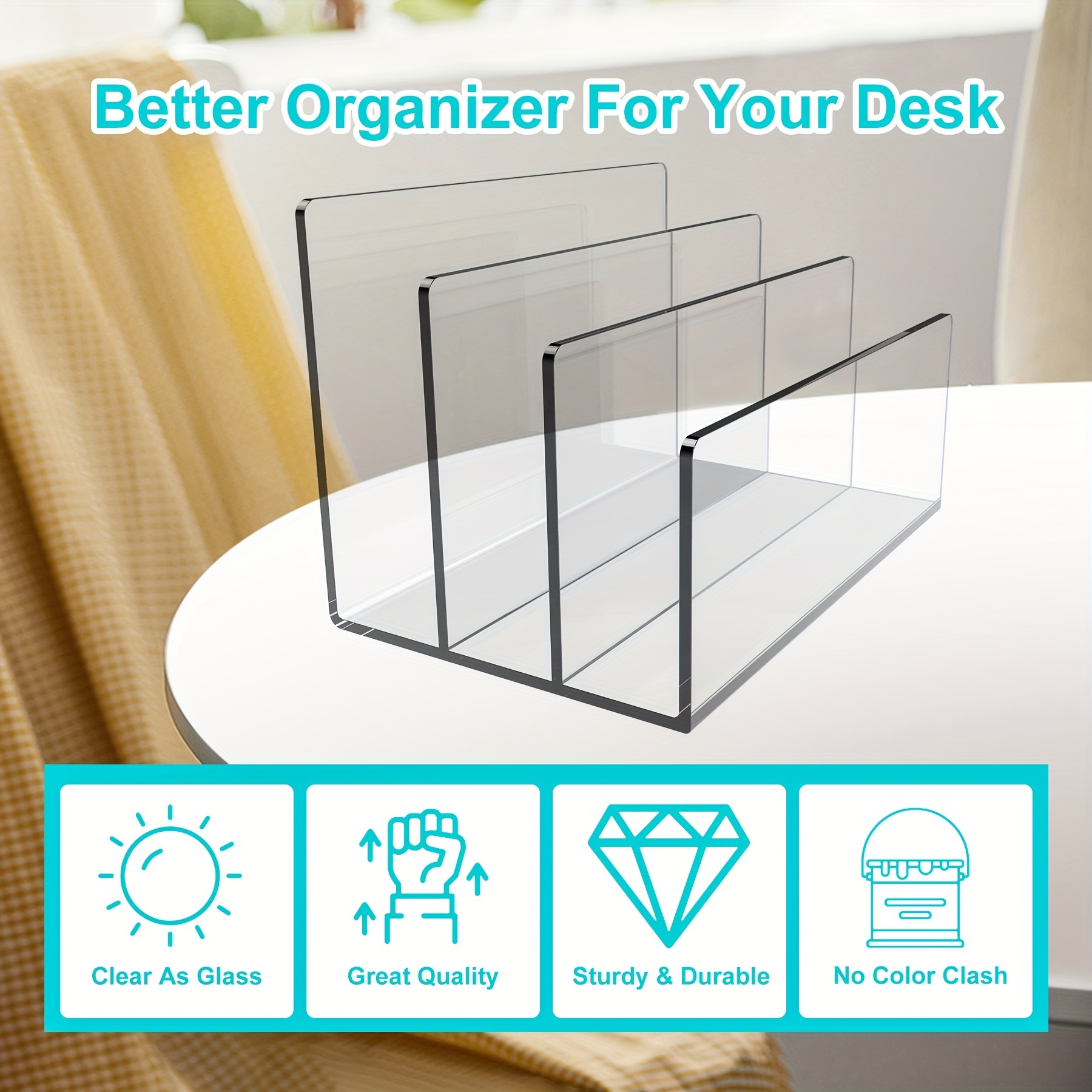 Boloyo Acrylic File Sorter Holder Organizer Letter Sorter Holder