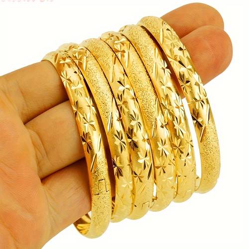 set of 6 middle eastern popular copper bracelets wholesale flower sand golden womens wedding gift jewelry