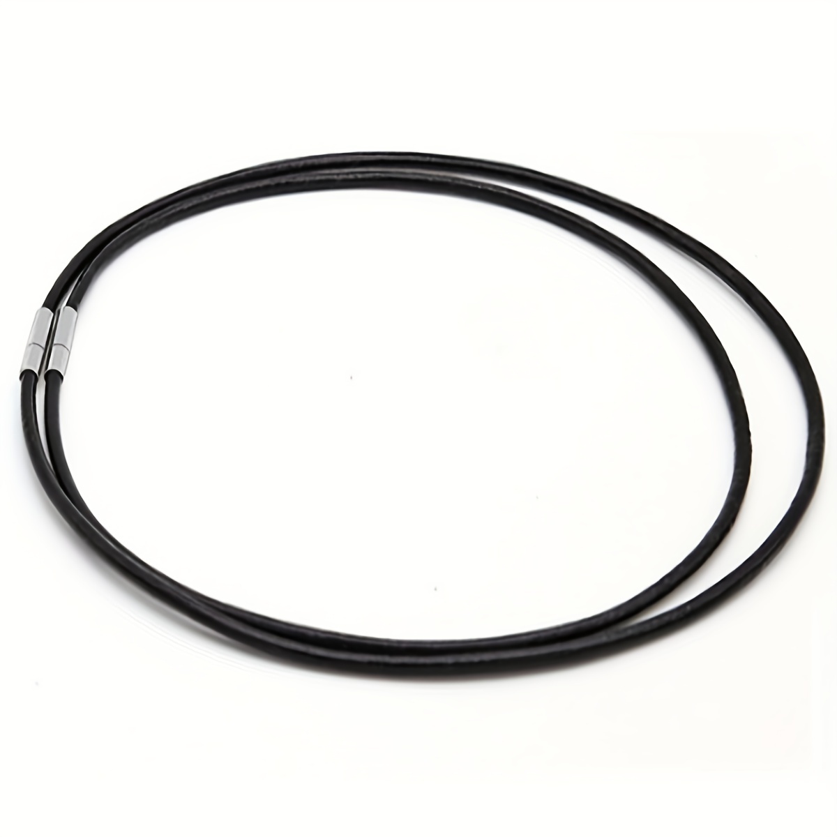 3mm Cord In Rubber Black Necklace With Clasp In Steel Stainless