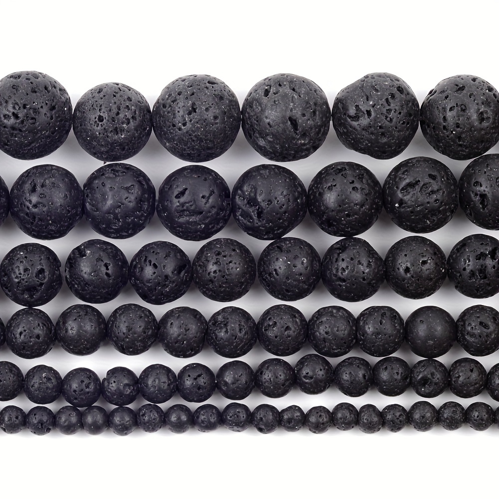 30/37/45/59/90pcs 4/6/8/10/12mm Natural Stone Black Volcanic Rock Stone  Lava Beads Round Spacer Beads For DIY Jewelry Making DIY Necklace Bracelet  Ear