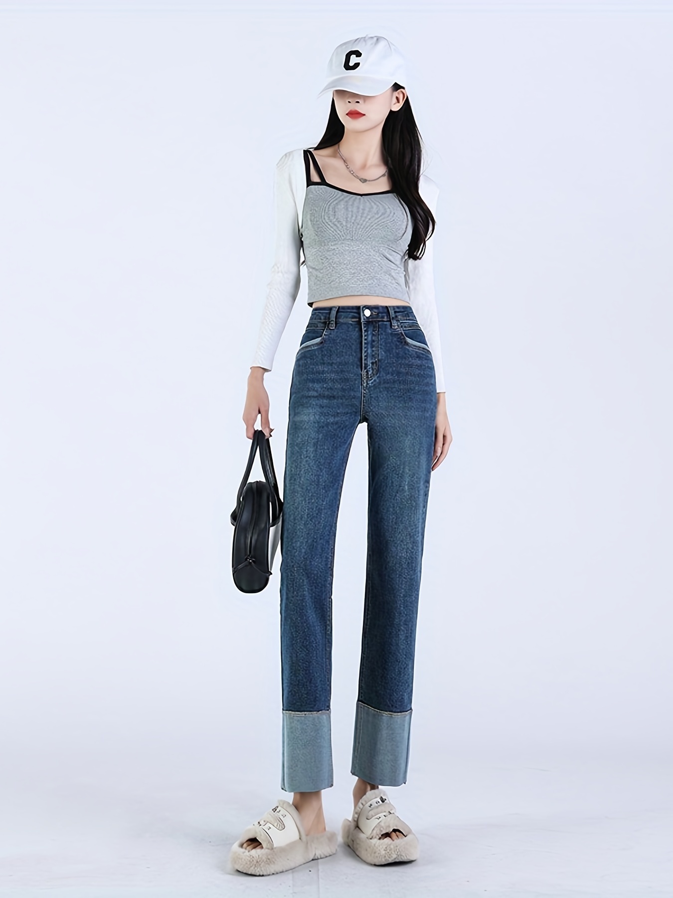 High Waisted Jeans - Temu