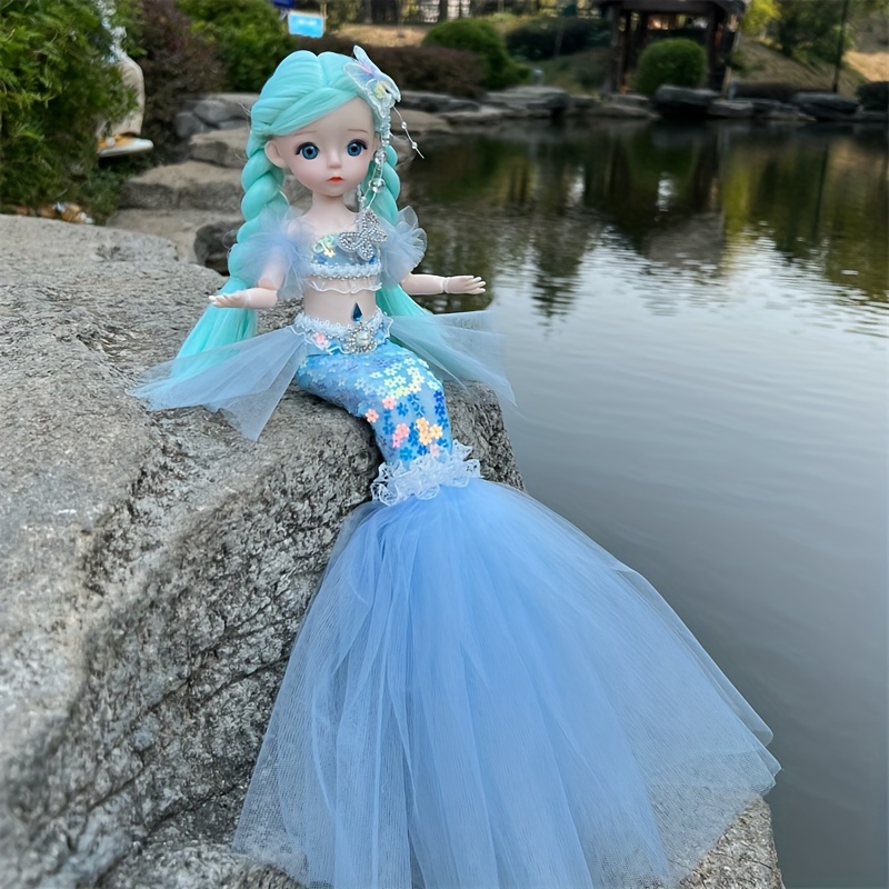 Mermaid Doll Girl Toy Blue Eyed Children's Princess Doll - Temu United  Kingdom