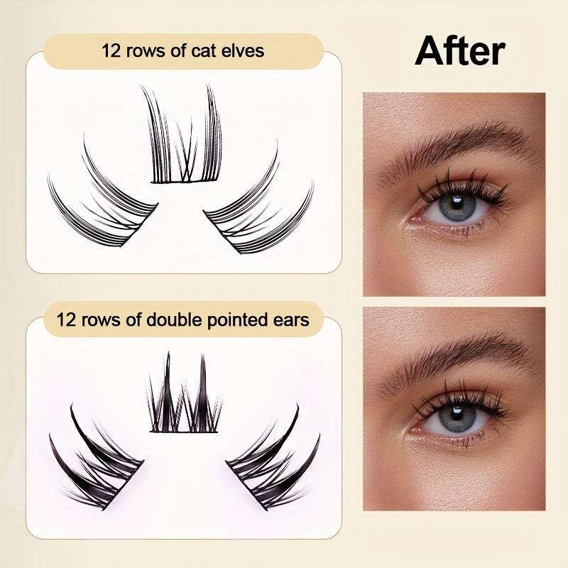 12 Rows Cluster Lashes Enlarge Eyes Cat Fairy False Eyelashes Lightweight