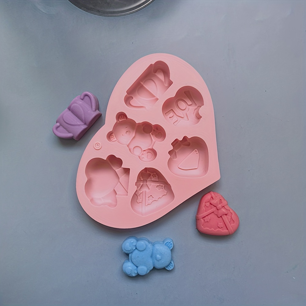 3D Heart Shape 6 Cavities Silicone Cake Mold, Chocolate Mold For Home  Kitchen DIY Baking