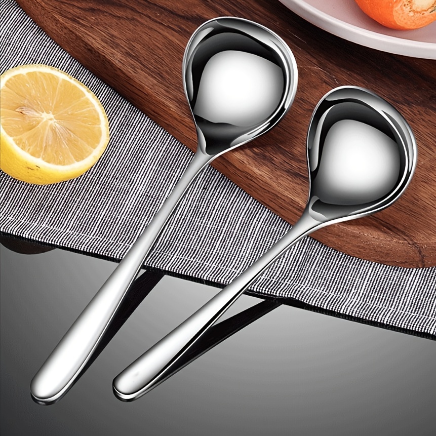 6 Pieces large Soup Spoons, Stainless Steel Spoon Premium Food Grade Large  Dinner Spoons Unique Large Capacity Spoon Head Design can Accommodate more