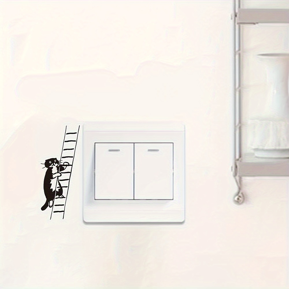 Climbing Cat Switch Decorative Self Adhesive Sticker
