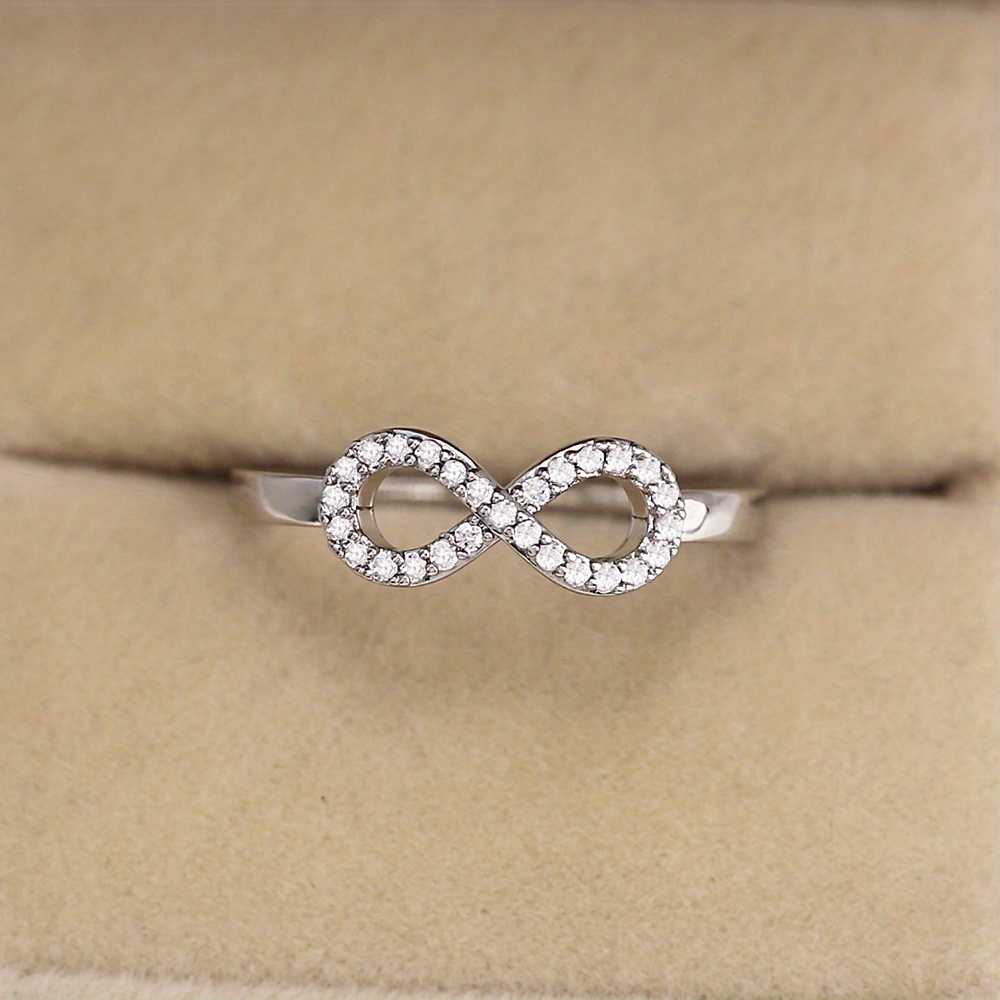 Men's 925 Silver Infinity Endless Love Zircon Ring 8 Shape