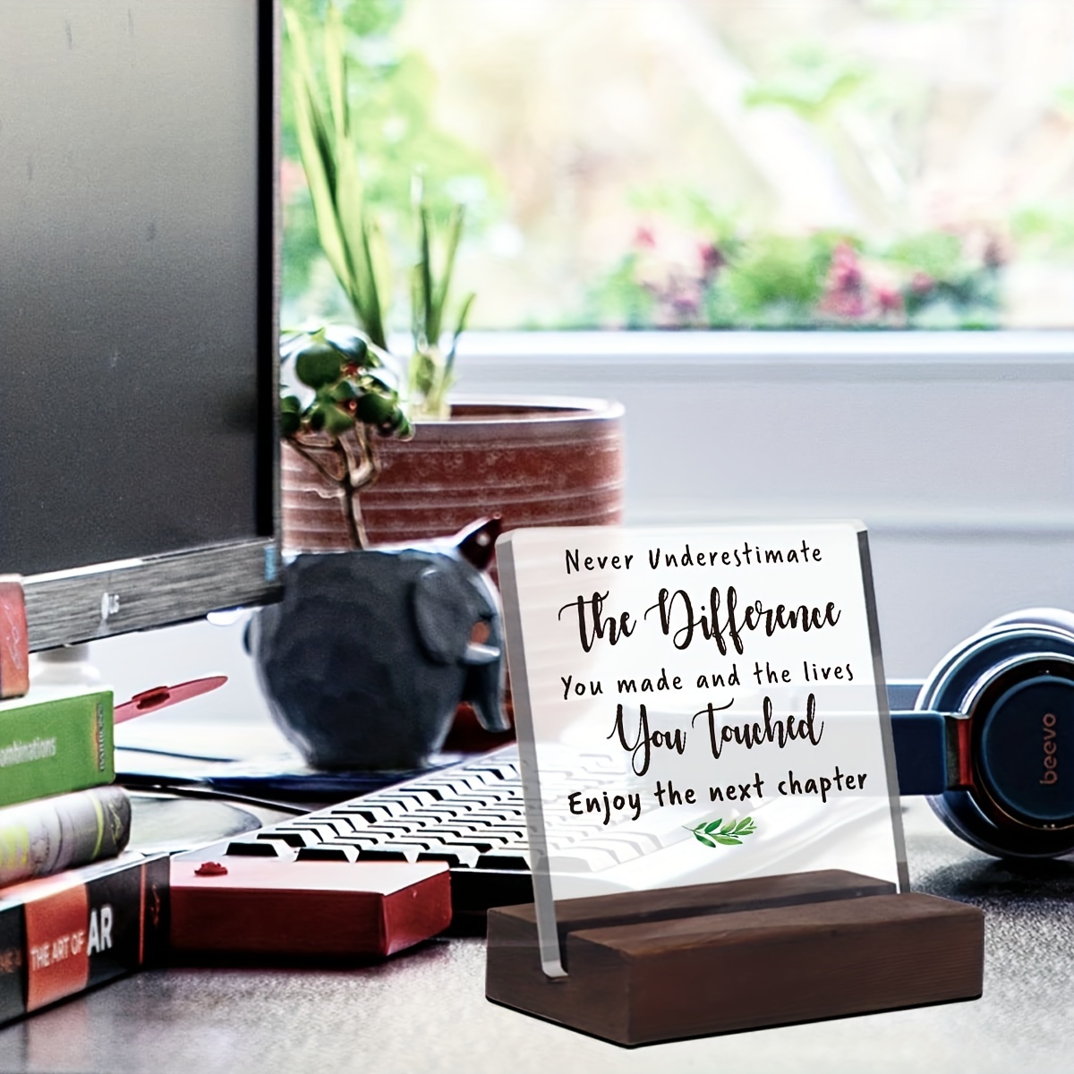 Desk Decor Gifts With Wooden Stand, Coworker Gifts For Women Men