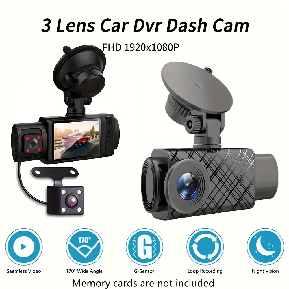 3 lens Hd 1080p Car Dvr Dash Cam Capture Every Moment Road! - Temu Austria