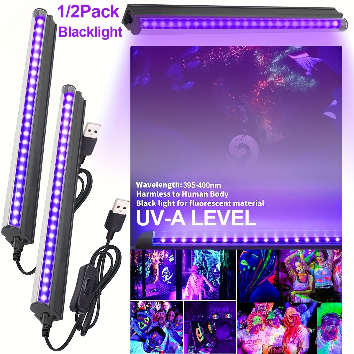 1pc 36W LED Black Light, Black Lights For Glow Party, Blacklight With Plug,  Each Light Up 22x22ft, Glow Light For Halloween, Bedroom, Fluorescent Body