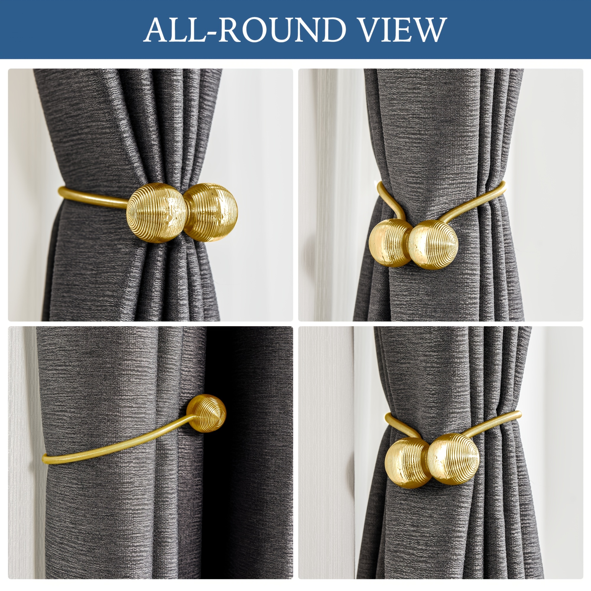 2pcs Magnetic Curtain Tiebacks Metal Ball Shape Holdbacks