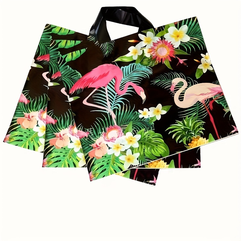 5pcs/10pcs Flamingo Printed Plastic Tote Bags, Multifunctional Foldable  Shopping Bags with Non-Slip Handles for Business, Outdoor, Relaxing Ideal  fo
