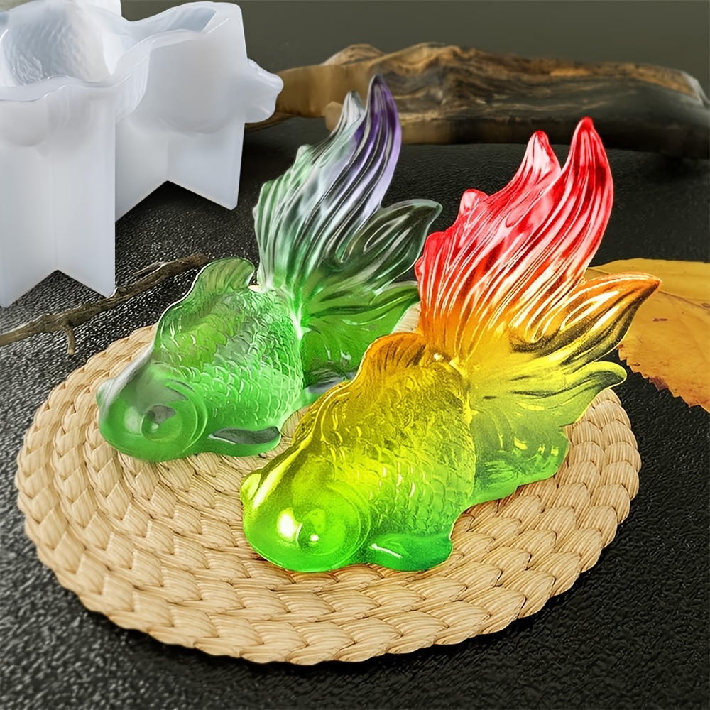 1pc Goldfish Resin Mold Koi Fish Silicone Mold 3D Flatback Carp Casting  Mold Soap Candle Epoxy Resin Mould For Paperweight DIY Desktop Ornament  Handma
