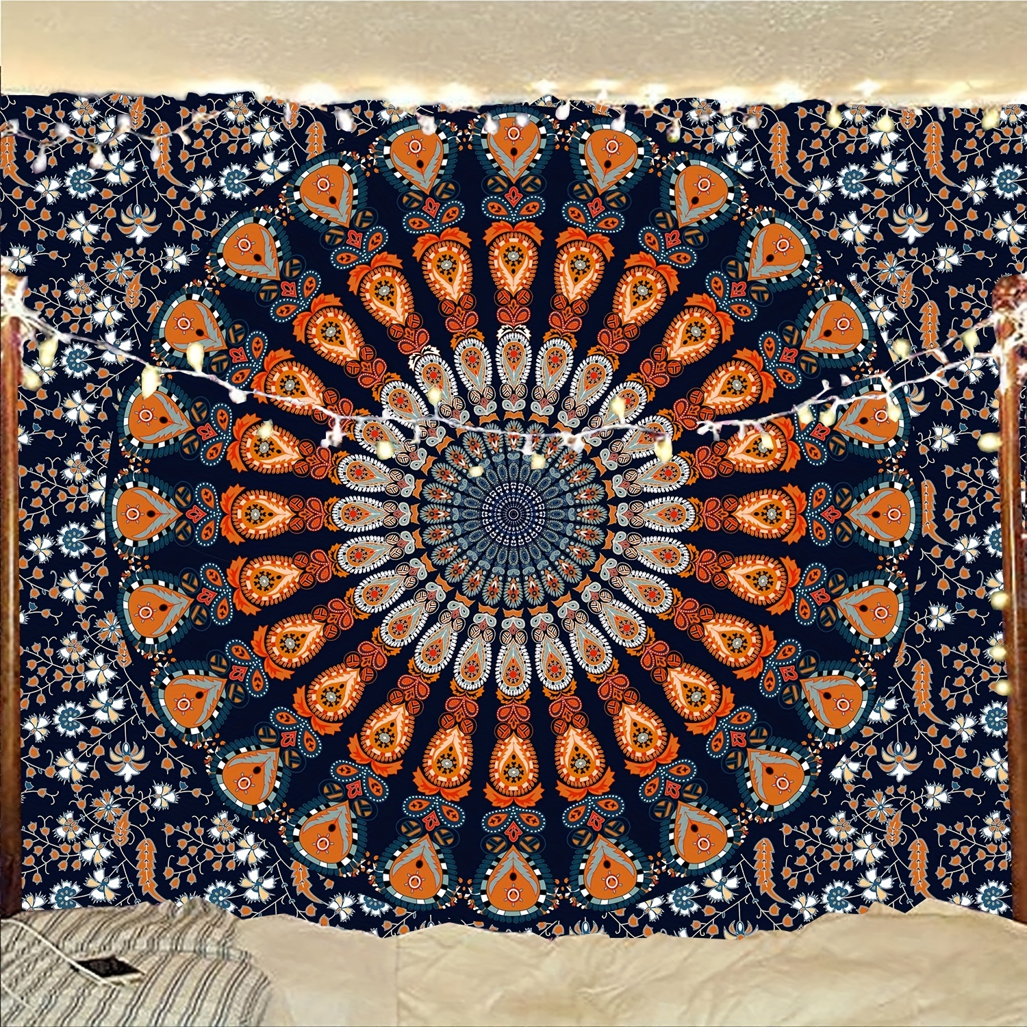 Bohemian Mandala Tapestry Hippie Tapestries Psychedelic Peacock Boho  Tapestry Wall Hanging for Bedroom(29 x 37 inches)
