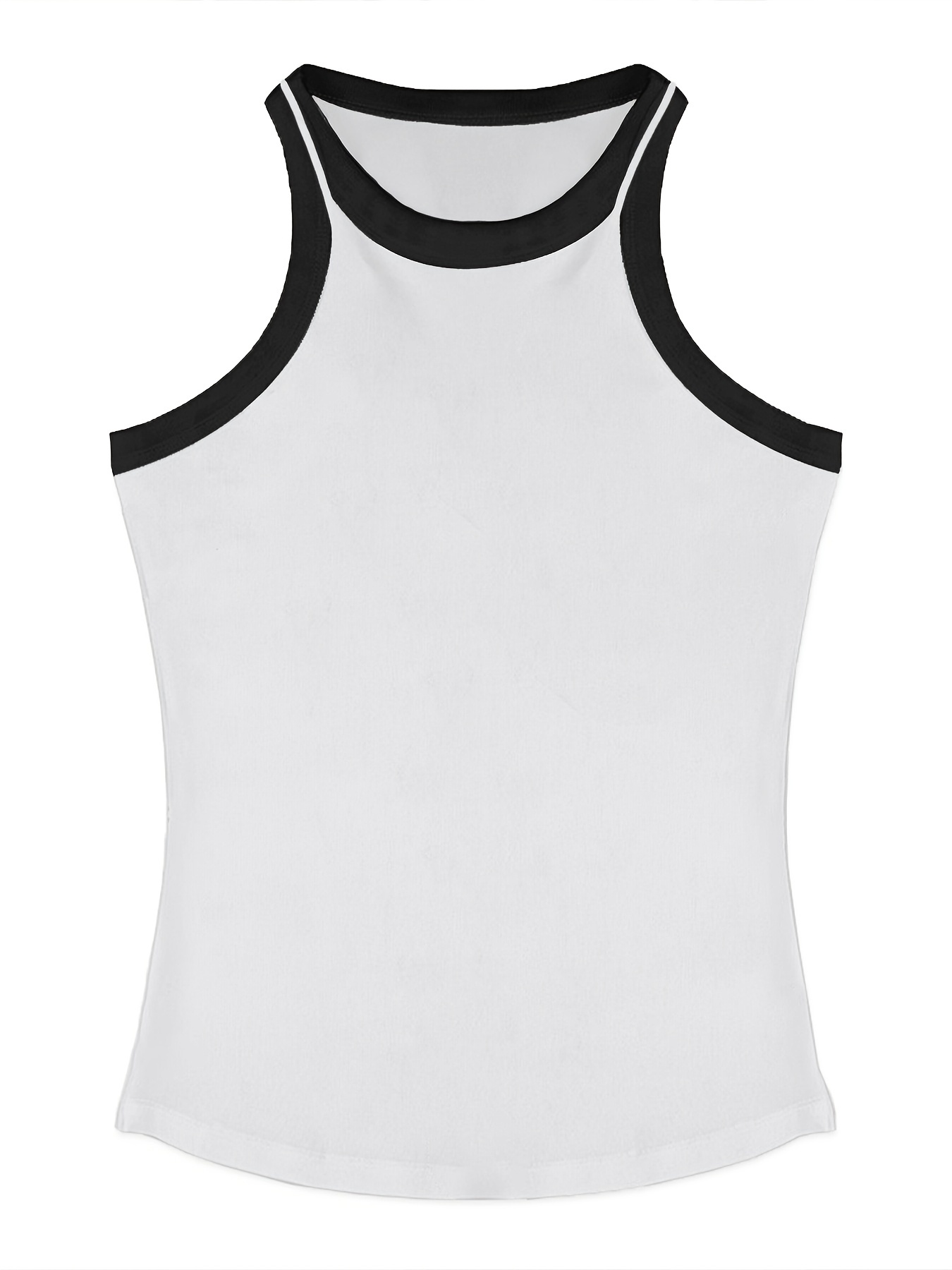 Women's Contrast Trim Crew Neck Tank Top