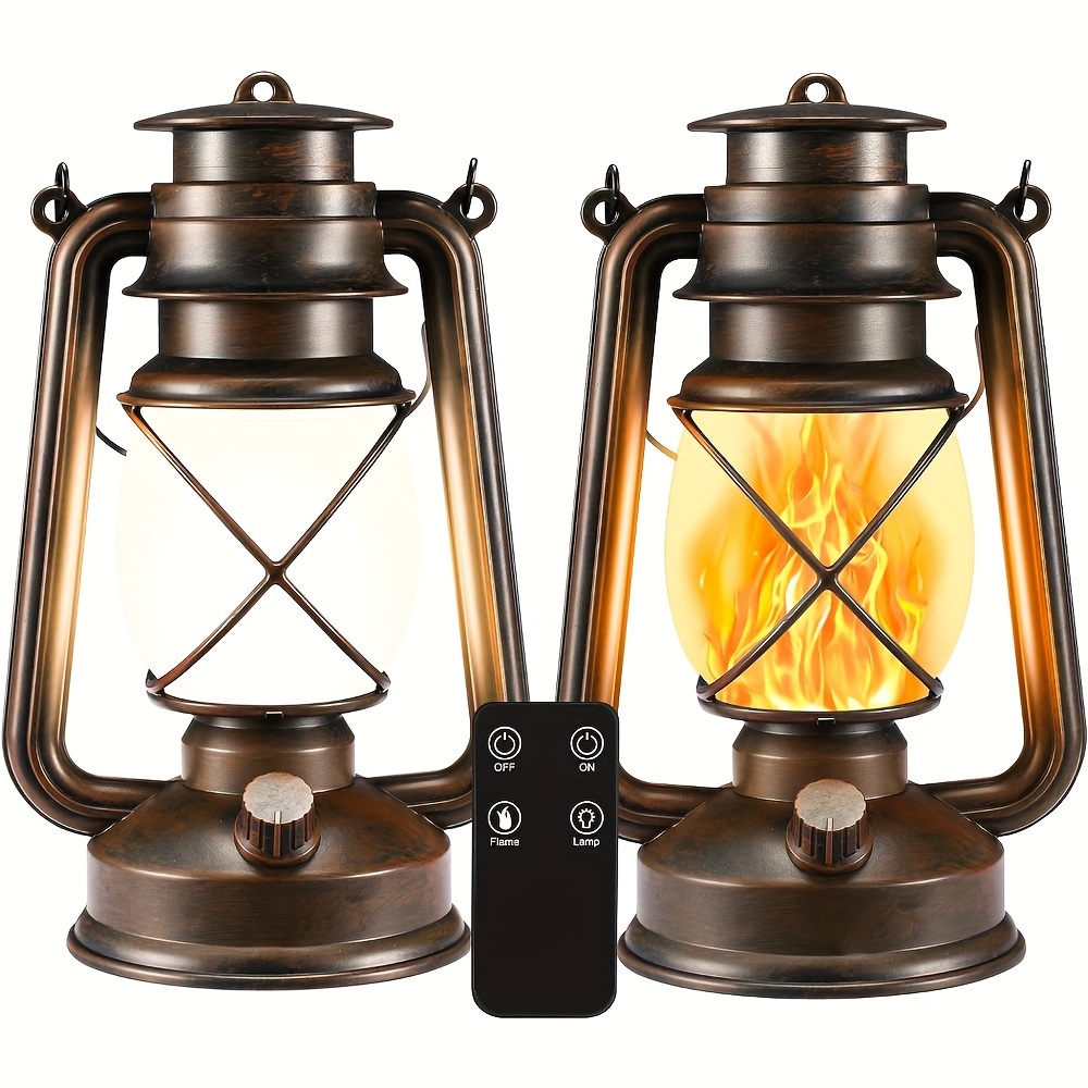 Led Vintage Lantern Flickering Flame, Decorations Indoor/outdoor Lanterns  With Remote Control, Aaa Battery Powered, Two Modes Lighting Decorative  Lanterns For Yard, Terrace, Garden, Fireplace, - Temu