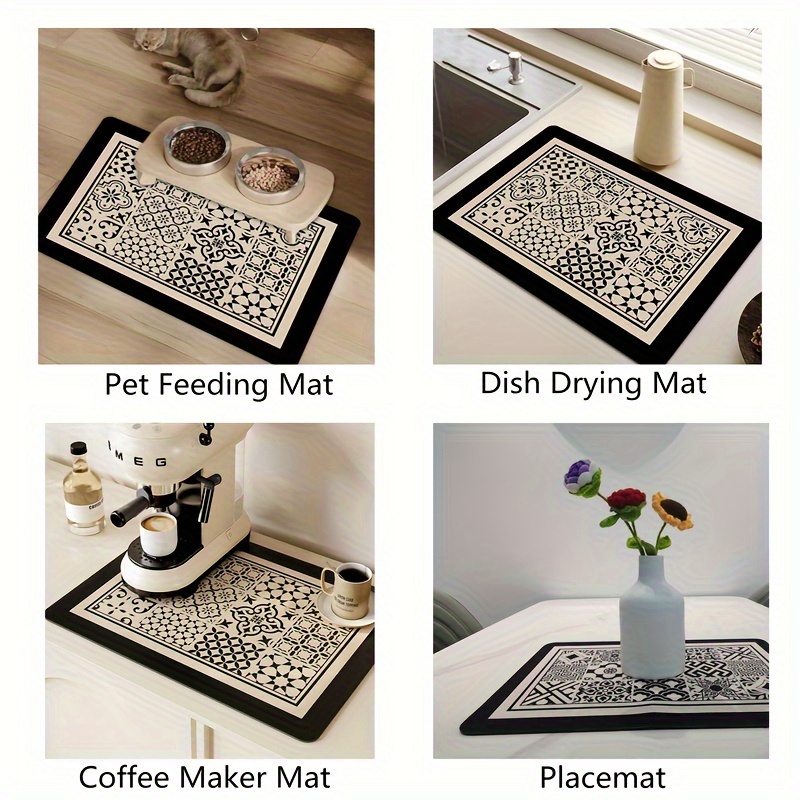 Paw Print Pet Feeding Mat For Dogs, Absorbent Quick Dry Dog Bowl Mat With  Non-slip Rubber Backing, Easy To Clean No Stain Dog Placemat - Temu