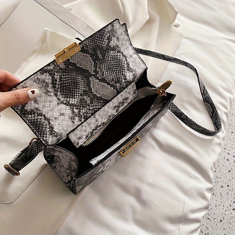 Fashion Shell Handbag, Snakeskin Embossed Crossbody Bag, Zipper Around  Purses For Women - Temu