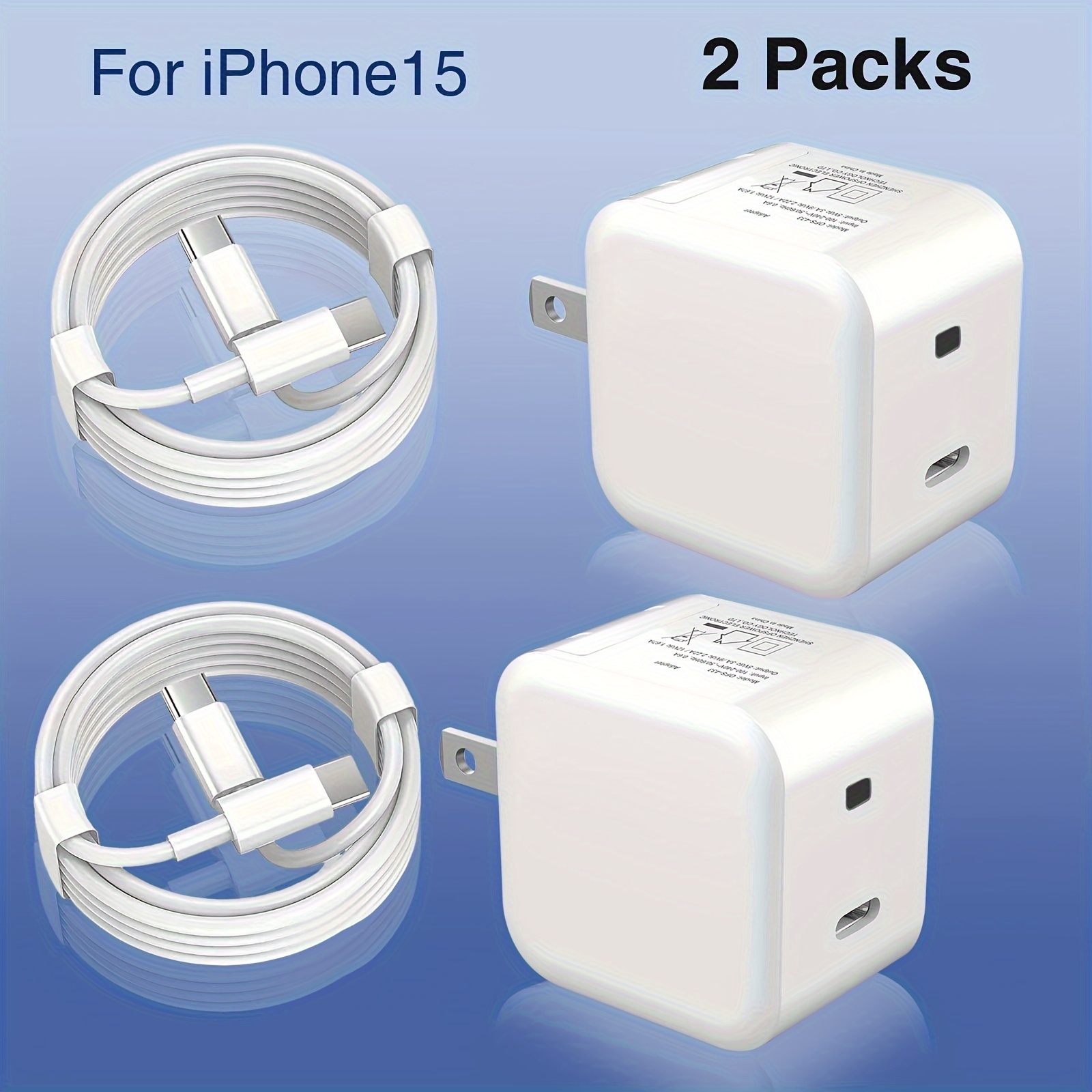  Paquete de 2 cargadores para iPhone 15, 14, 13, 12, 11, cargador  de pared USB C, adaptador de corriente PD de 20 W para iPhone 15/15Pro/15Pro  Max/15Plus/14/13/12/11, iPad : Celulares y Accesorios