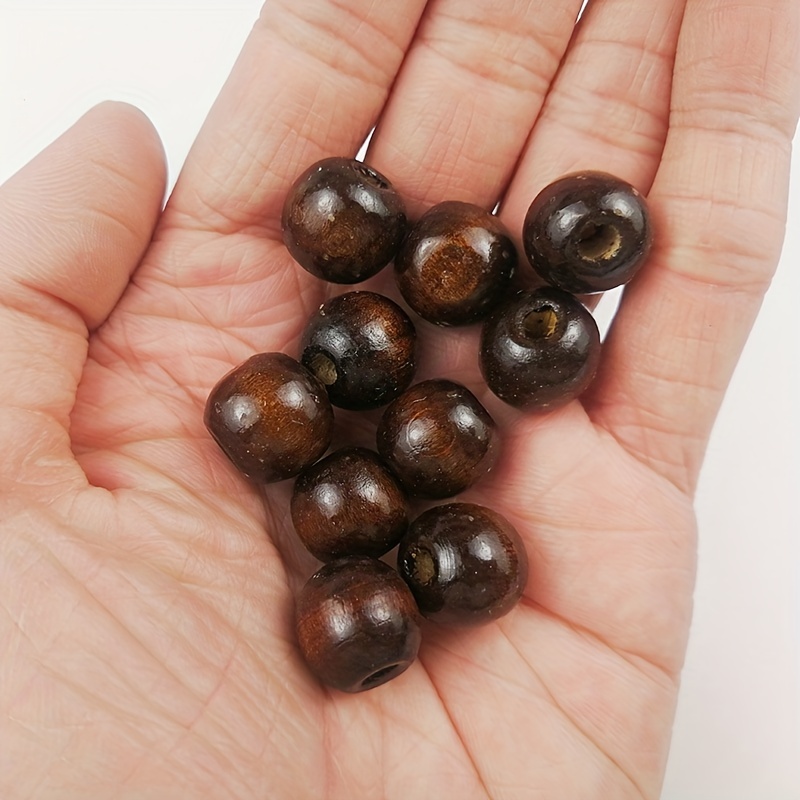 Wooden Beads Crafts Dark Brown Natural Tassel Round Beads - Temu