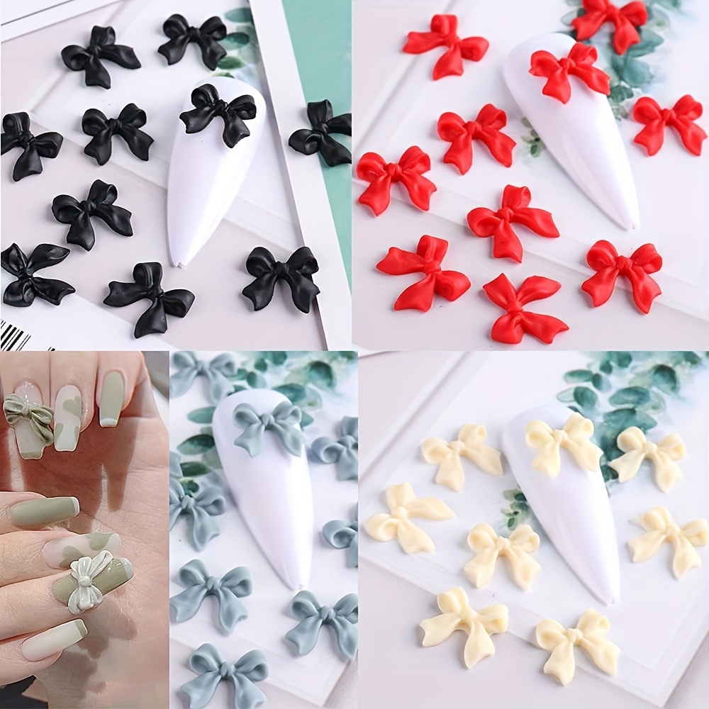 9 Colors 3D Bow Nail Art Decorations, 100PCS Colorful Bowknot Nail  Accessories 3D Bows Nail Charms for Acrylic Resin Flatback Nail Art Design