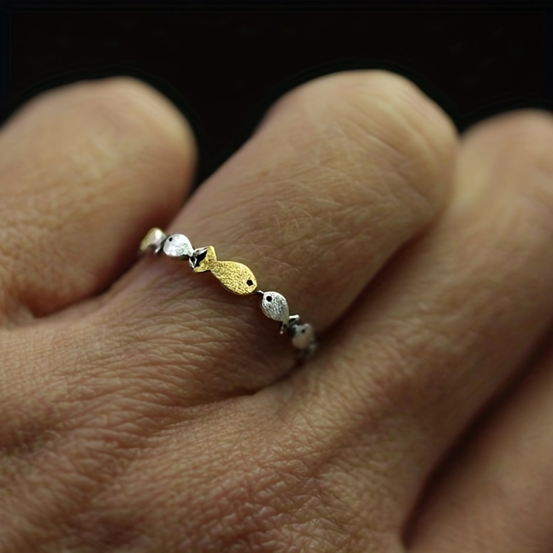 Small Fish Adjustable Open Finger Ring, Women's Accessory