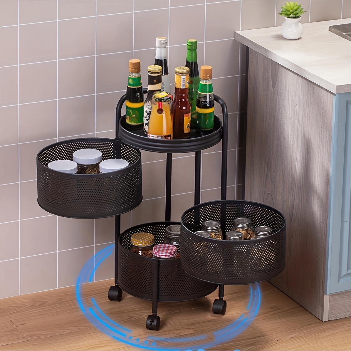 Rotatable Storage Rack Multi functional Floor - Temu