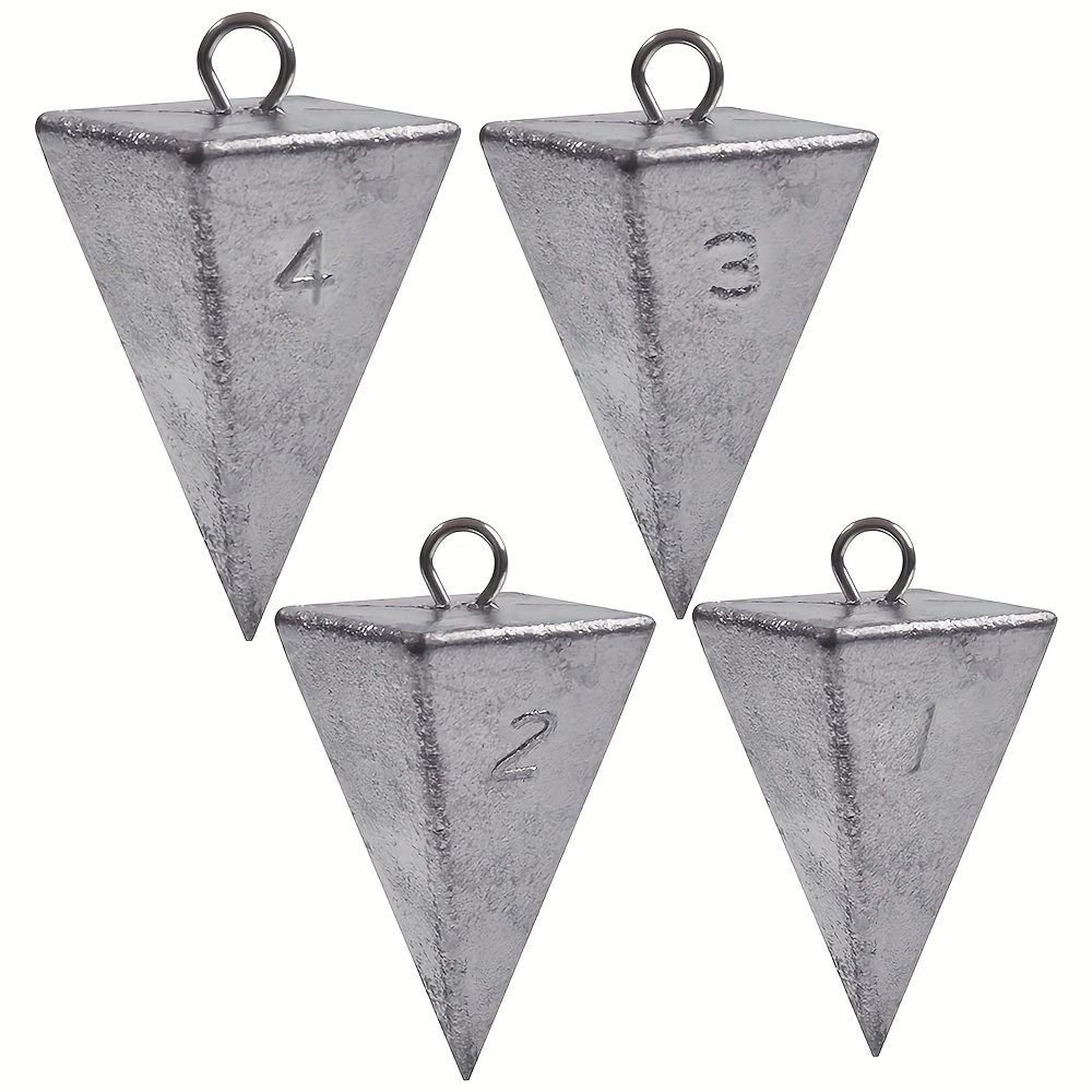 4pcs Pyramid Sinkers Fishing Weights Surf Fishing Weights Sinkers,  Saltwater Fishing Tackle