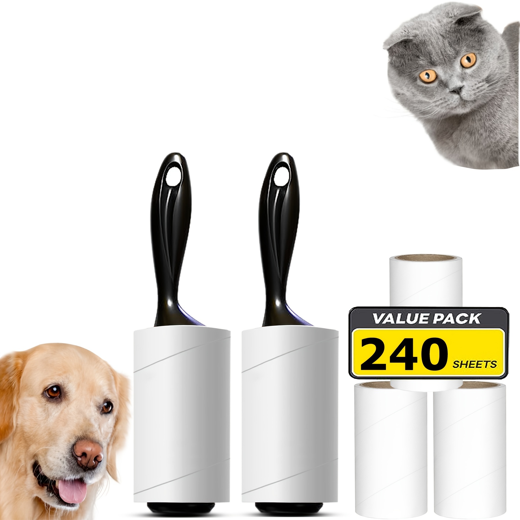  PetLovers Juego de 450 hojas de rodillo extra pegajoso para  eliminación de pelusas de mascotas y gatos, paquete de 5 unidades : Salud y  Hogar