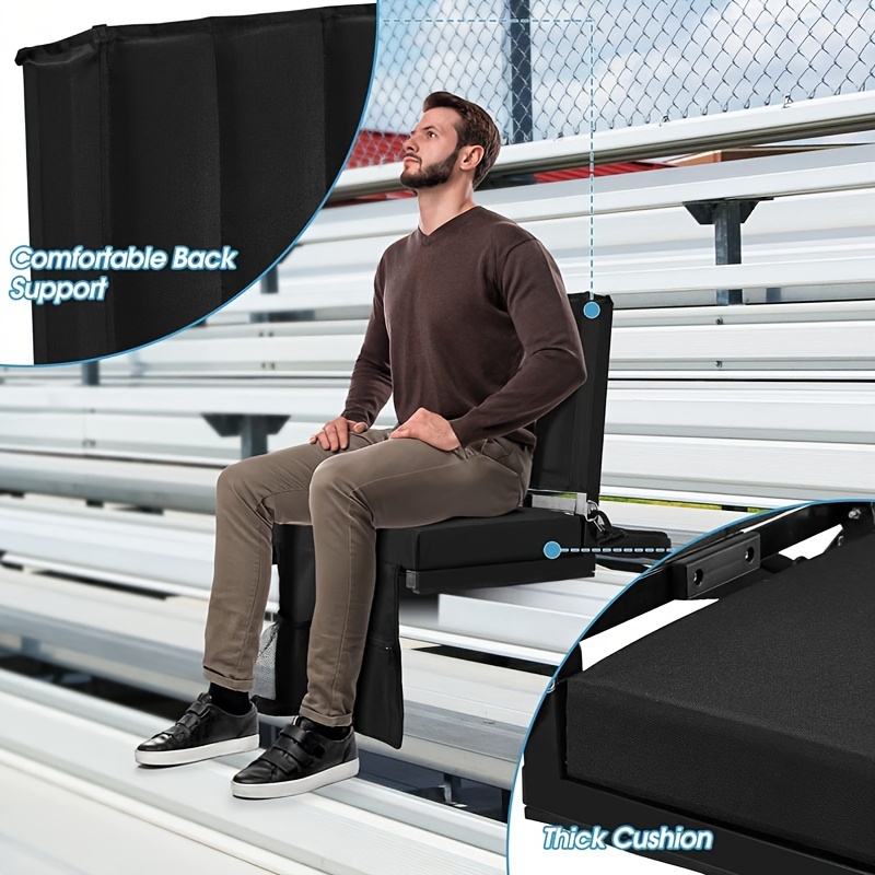 Stadium Seat For Bleachers With Back Support And Wide Padded Cushion,  Portable Bleacher Seat With Shoulder Strap, Carrying Handle & Cup Holder