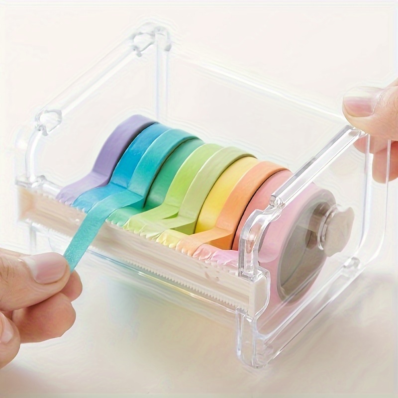 Transparent Desktop Tape Cutter Tape Hand Use Practical Adhesive Tape Dispenser Portable Lightweight for Office Home DIY Handcraft Stationery